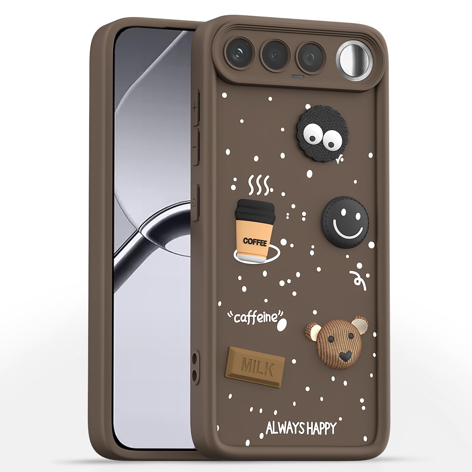 Realme 16 5G/3D Silicone mobile back cover in brown by Pikkme