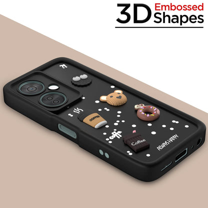 Pikkme OnePlus Nord CE 3 Lite 5G / OnePlus Nord N30 5G  Cute Fun Cartoon 3D Bear Coffee Back Cover (Black)