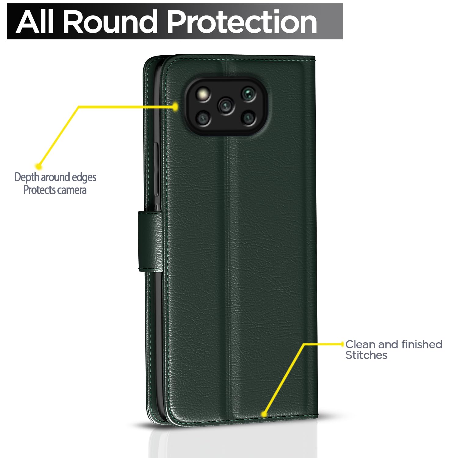 Poco X3 Wallet flip case in green by Pikkme – photo 4