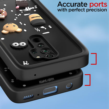Pikkme Redmi Note 8 Pro Cute Fun Cartoon 3D Bear Coffee Back Cover (Black)