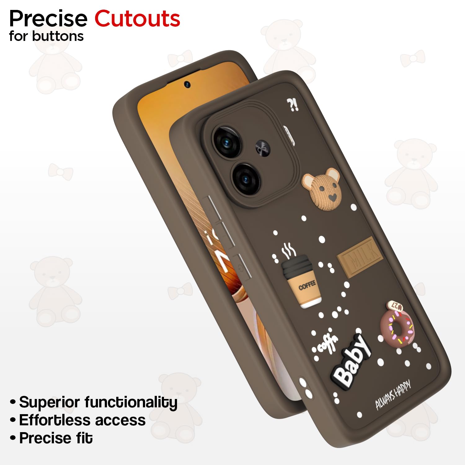 Brown back cover for iQOO Neo 10R/Z9 Turbo/Vivo Y200 GT 5G – Pikkme – photo 6
