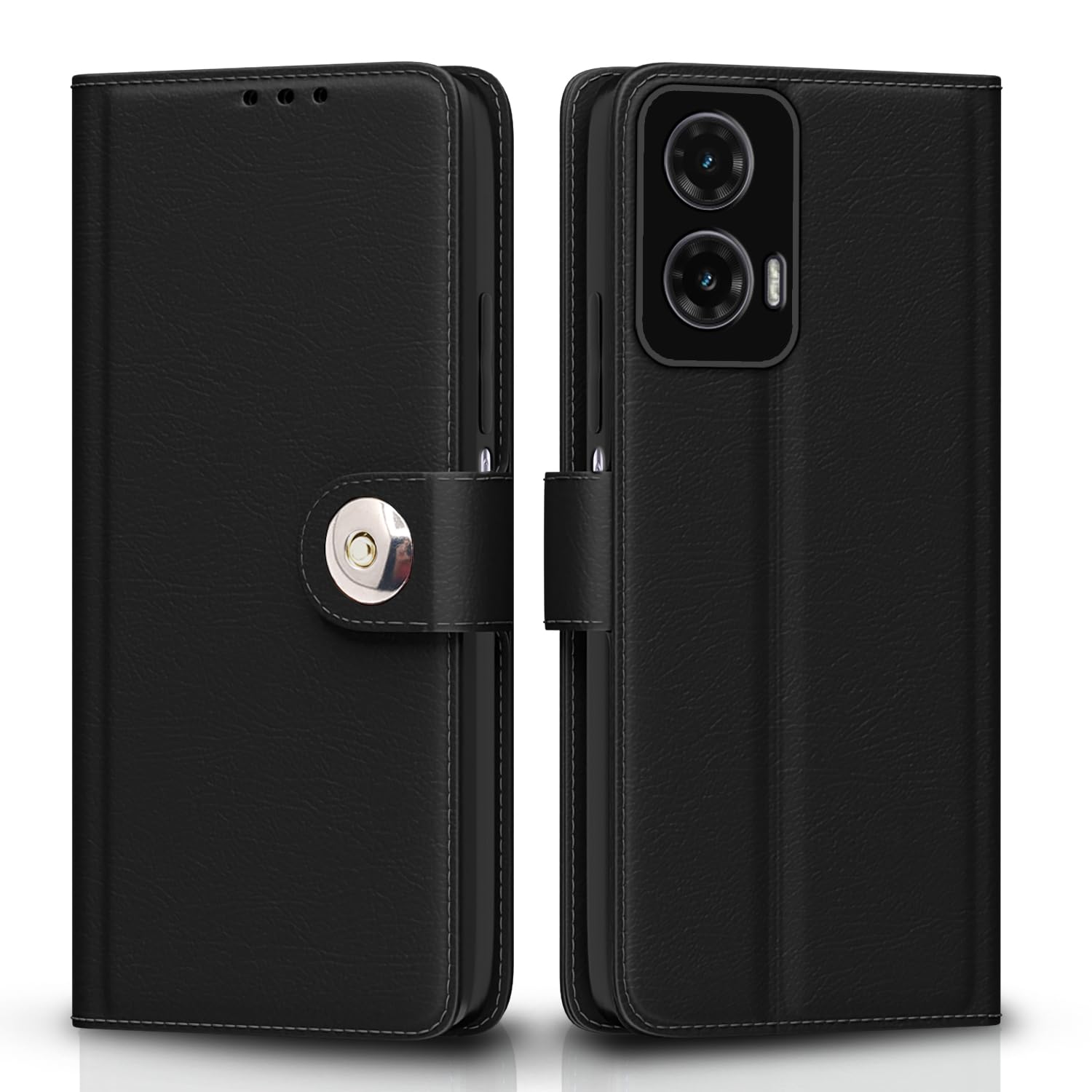 Moto G35 5G Button flip case in black by Pikkme