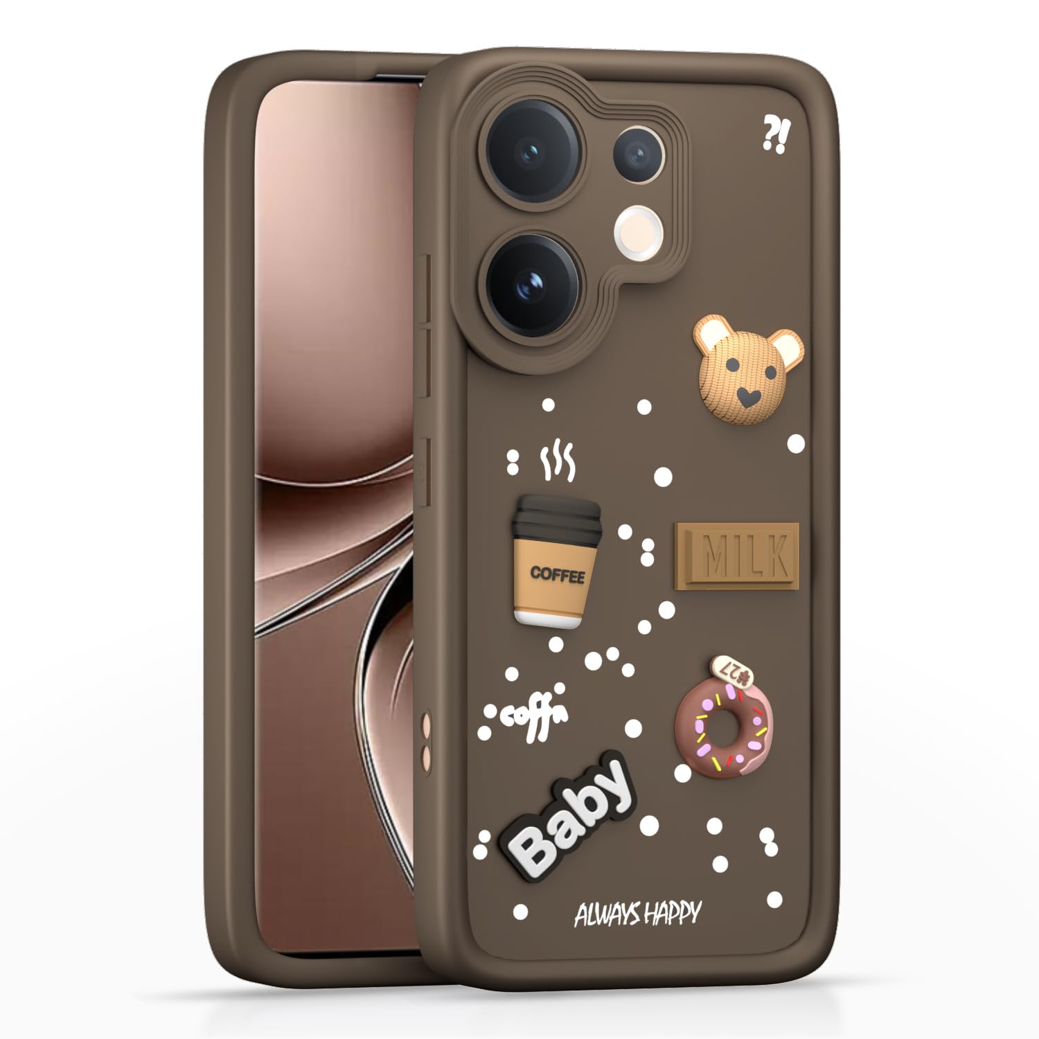 Pikkme brown mobile back cover for Vivo V60 5G/T4 Pro 5G/3D
