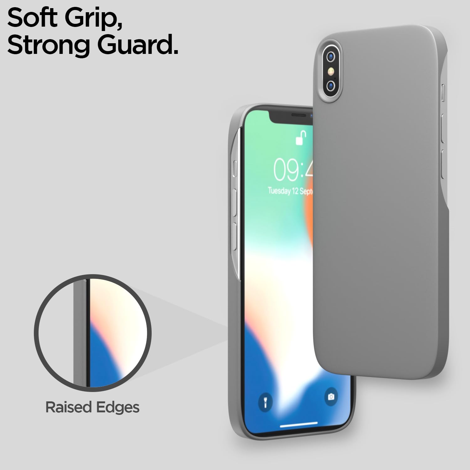 Pikkme  iPhone X/Xs SideCut Back Cover (Grey)