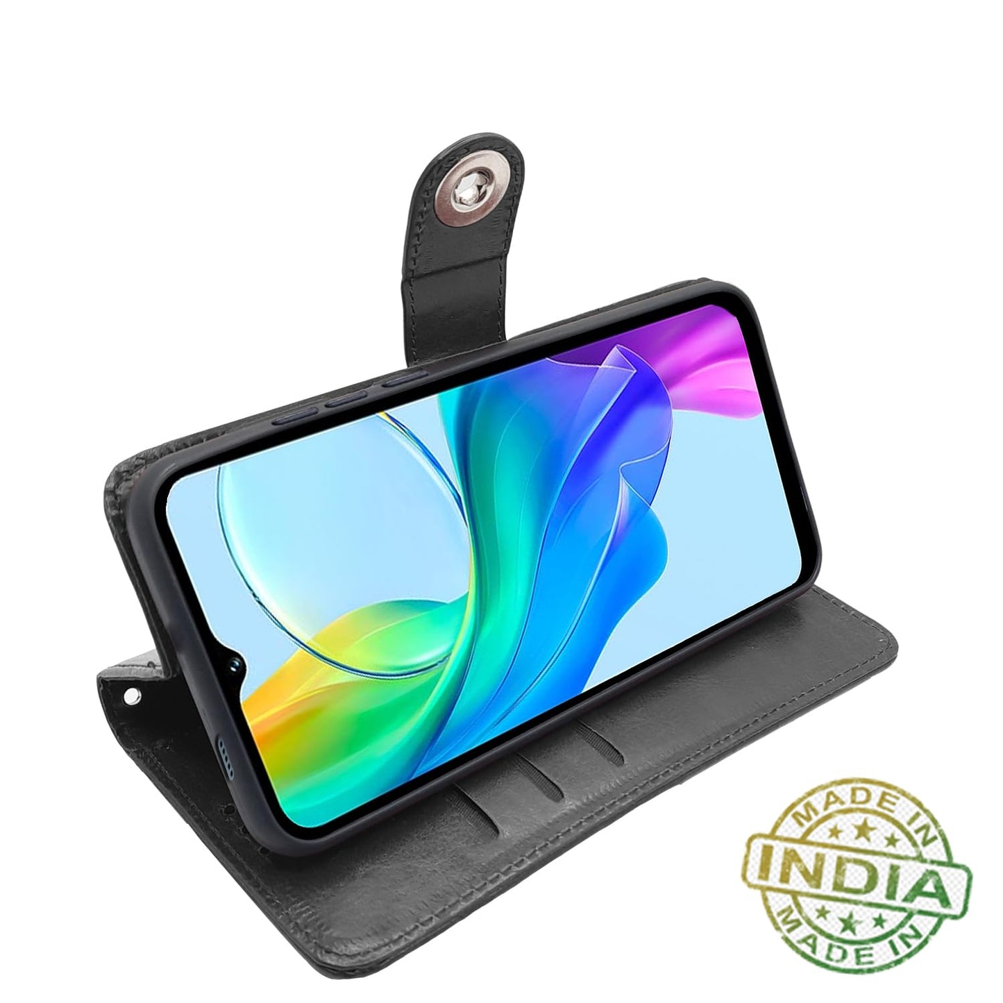 Pikkme Vivo Y03 4G Button Flip Cover (Black)