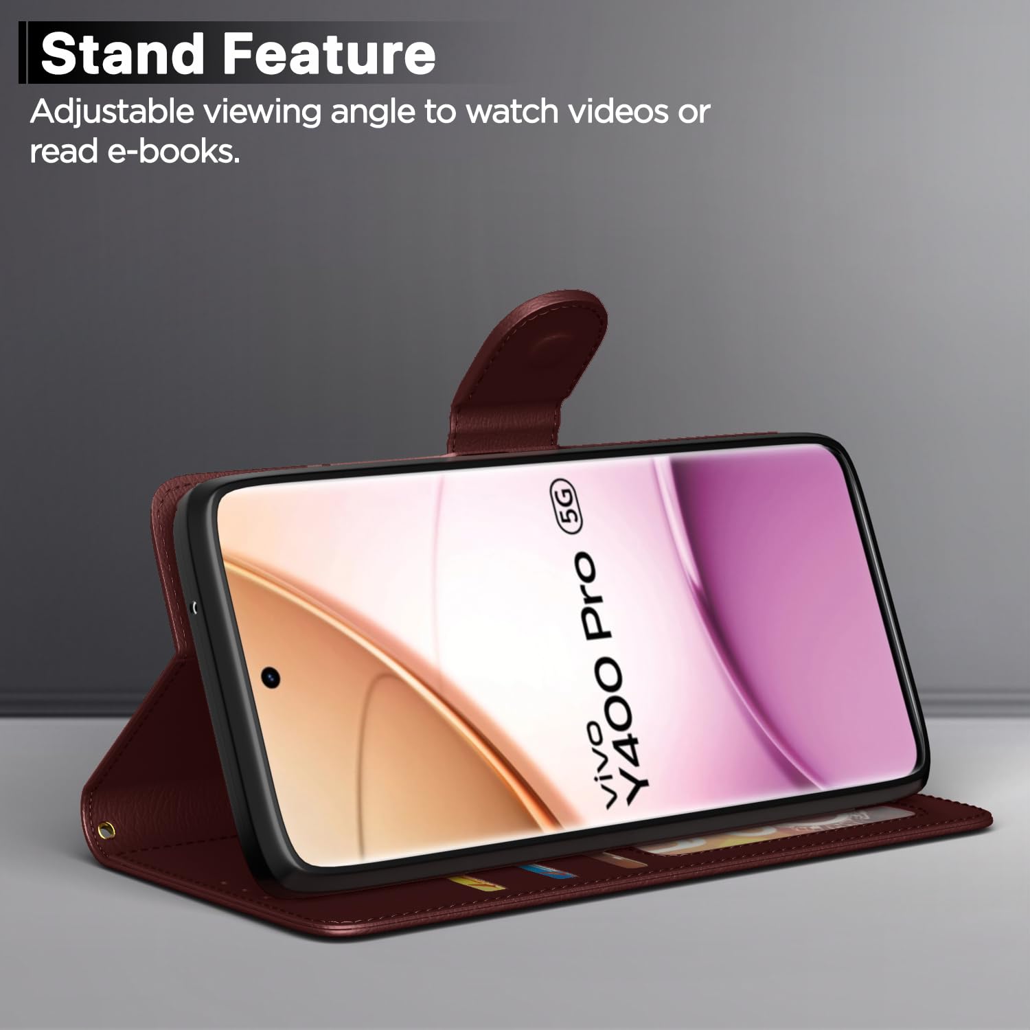 Brown Wallet flip case for Vivo Y400 Pro 5G – Pikkme – photo 3
