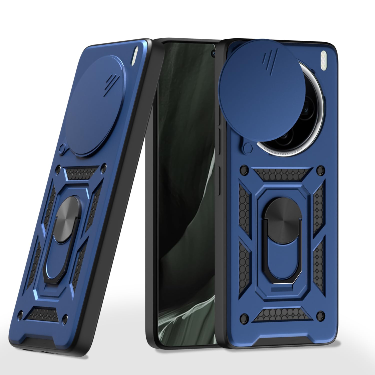 Pikkme Vivo X200 5G Sliding Camera Shield & Stand D10 Tough Armor Back Cover (Blue)