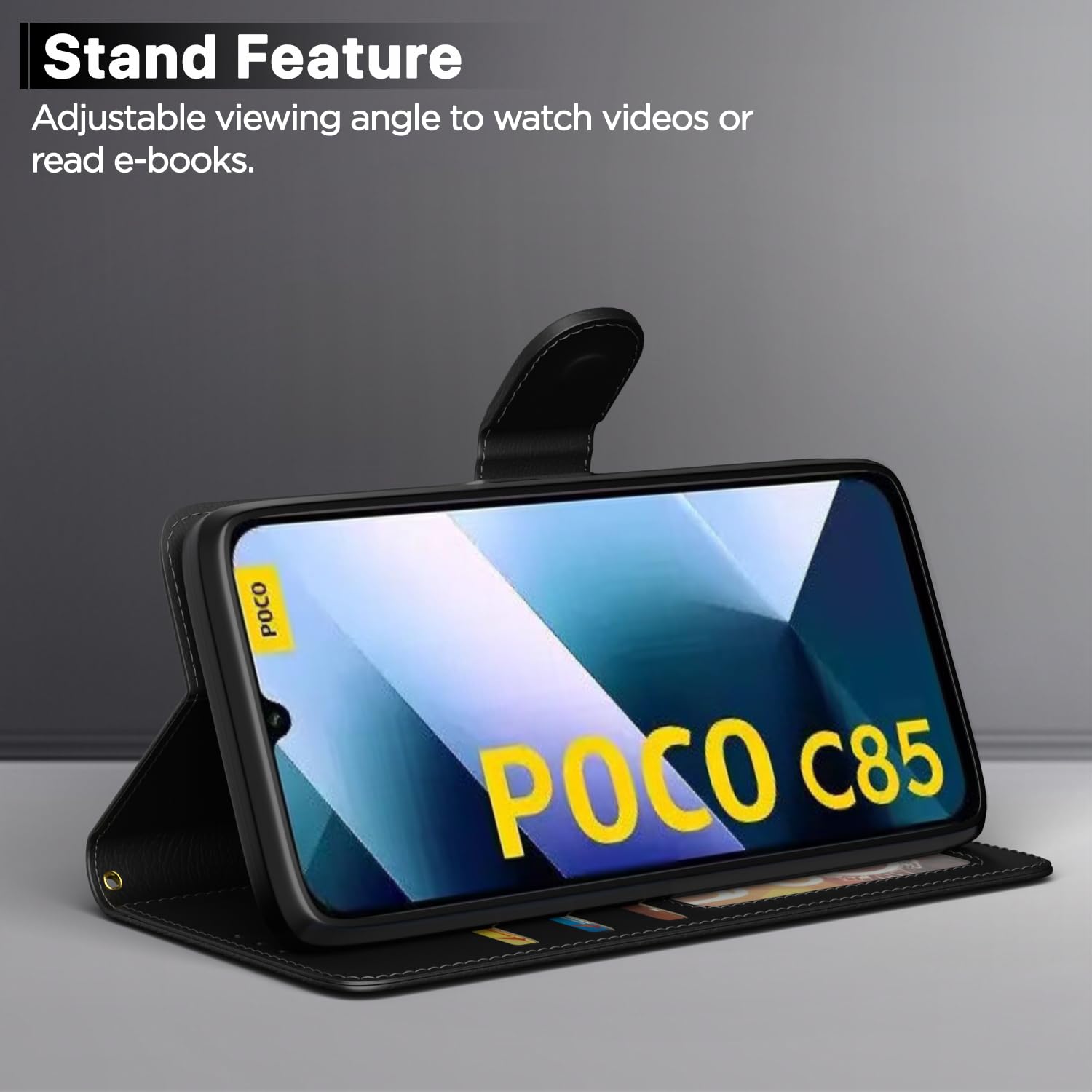 Poco C85 5G flip case in black by Pikkme – photo 3