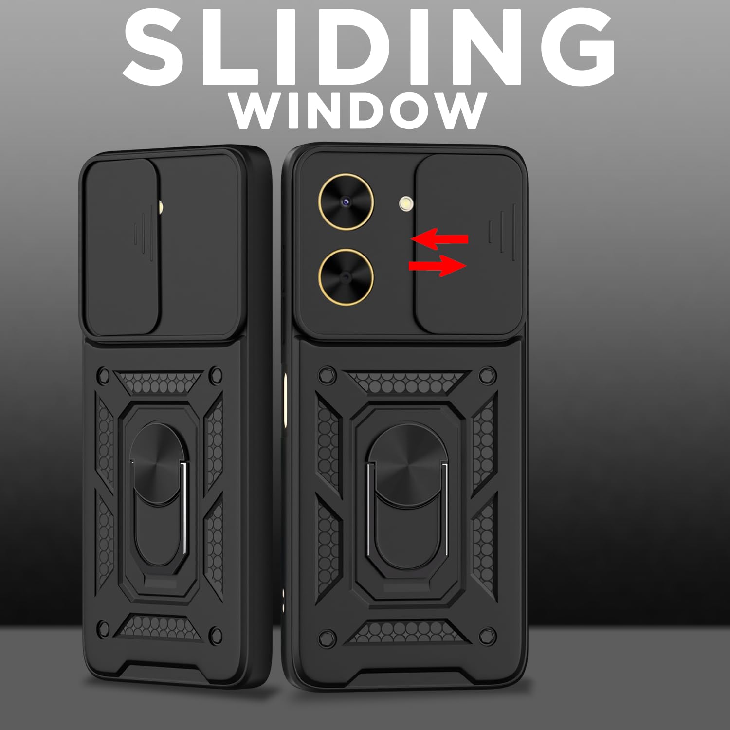 Pikkme Poco C71 D10 Tough Armor Back Cover (Black)