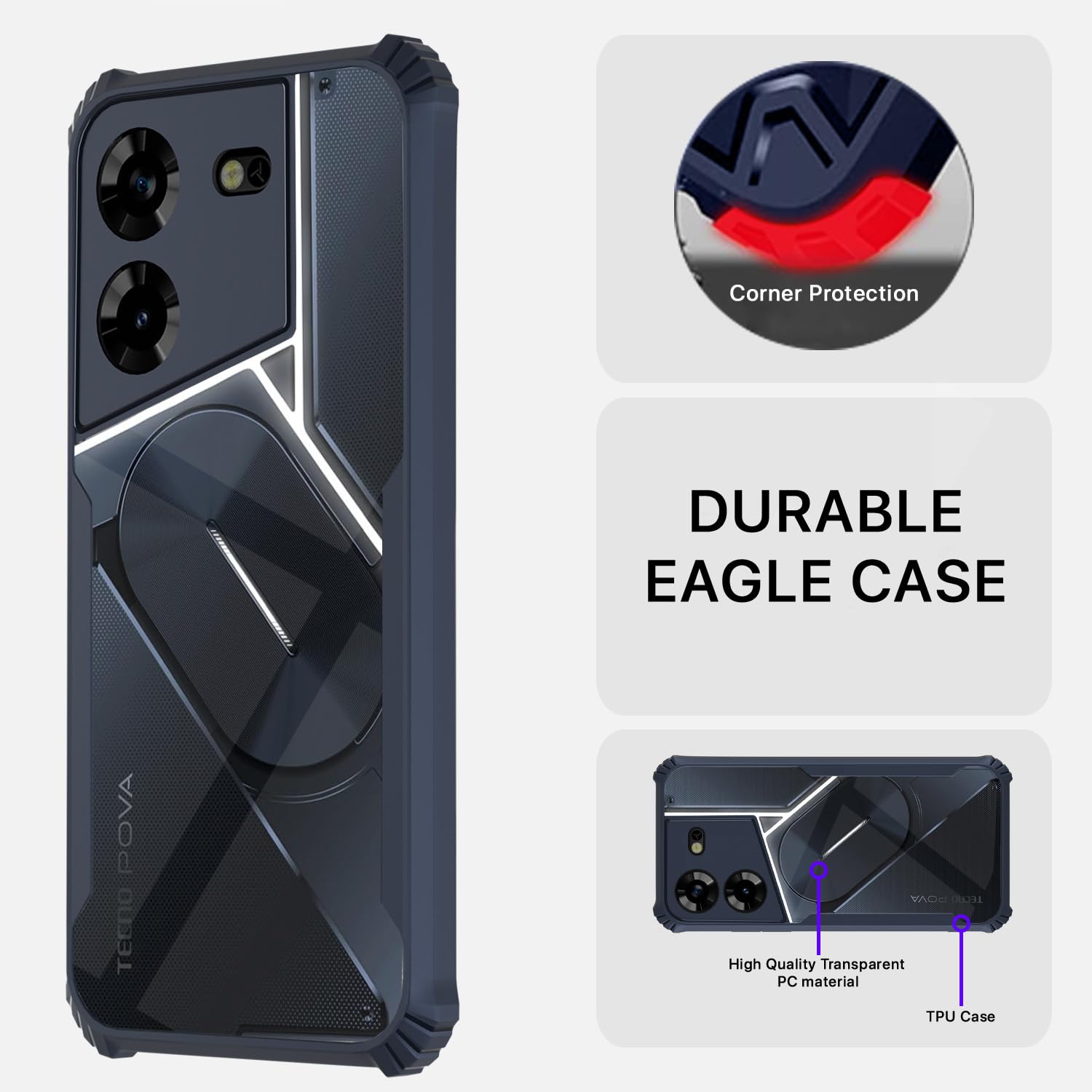 Blue mobile back cover for Tecno Pova 5/Pova 5 Pro 5G – Pikkme – photo 5