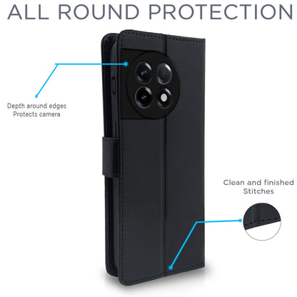Pikkme OnePlus 11R 5G Vintage Flip Cover (Black)