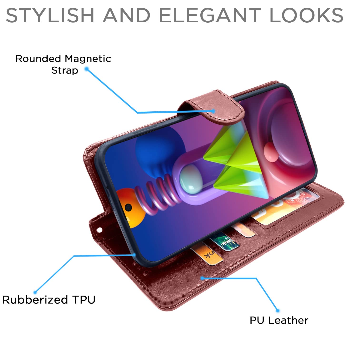 Pikkme brown Wallet wallet flip cover for Samsung M51 – photo 5