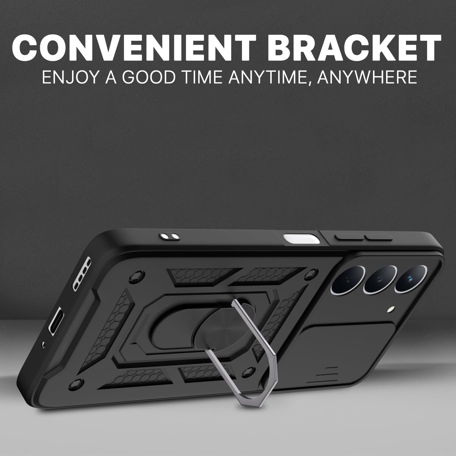 Pikkme Realme P3x 5G D10 Tough Armor Back Cover (Black)