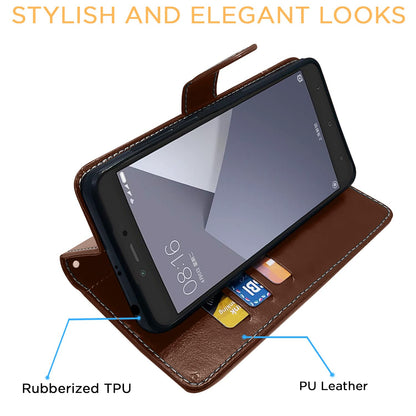 Brown & coffee Magnetic wallet flip cover for Redmi Y1 Lite – Pikkme – photo 6