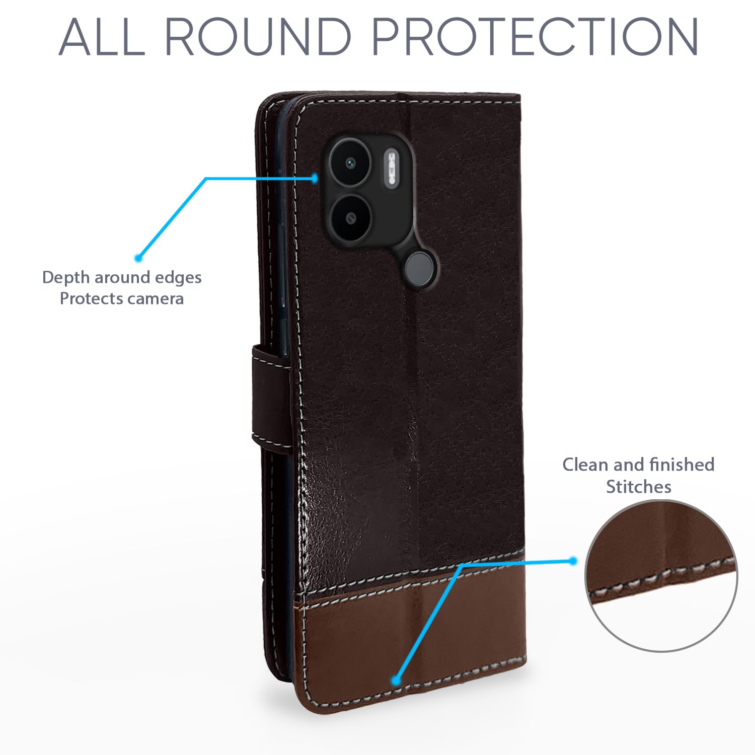 Poco C51/Redmi A1 Plus/Redmi A2 Plus/C50, Redmi A1 Plus/A2 Plus/Poco C50 flip cover in coffee & brown by Pikkme – photo 4