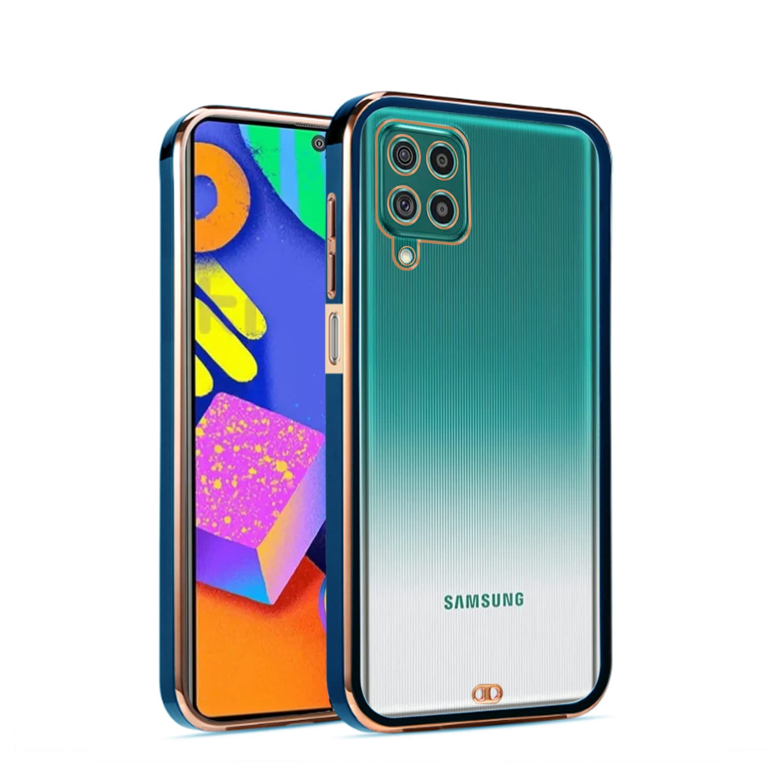 Samsung F62 Chrome mobile cover in blue by Pikkme
