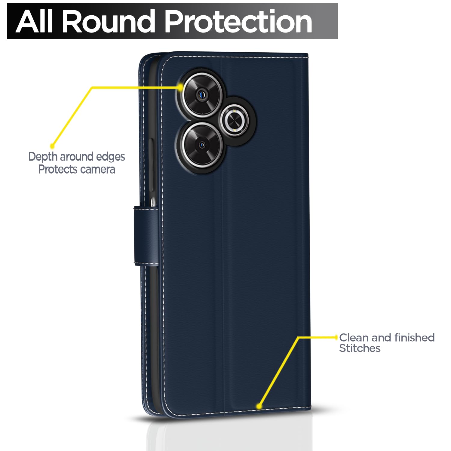 Redmi 13/Poco M6 Plus 5G Wallet mobile flip cover in blue by Pikkme – photo 4