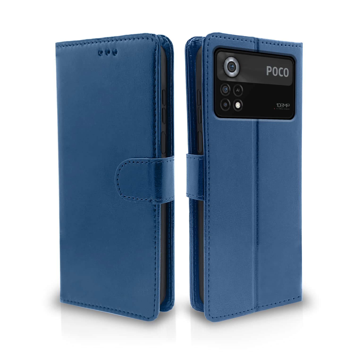 Pikkme blue Wallet flip cover for Poco X4
