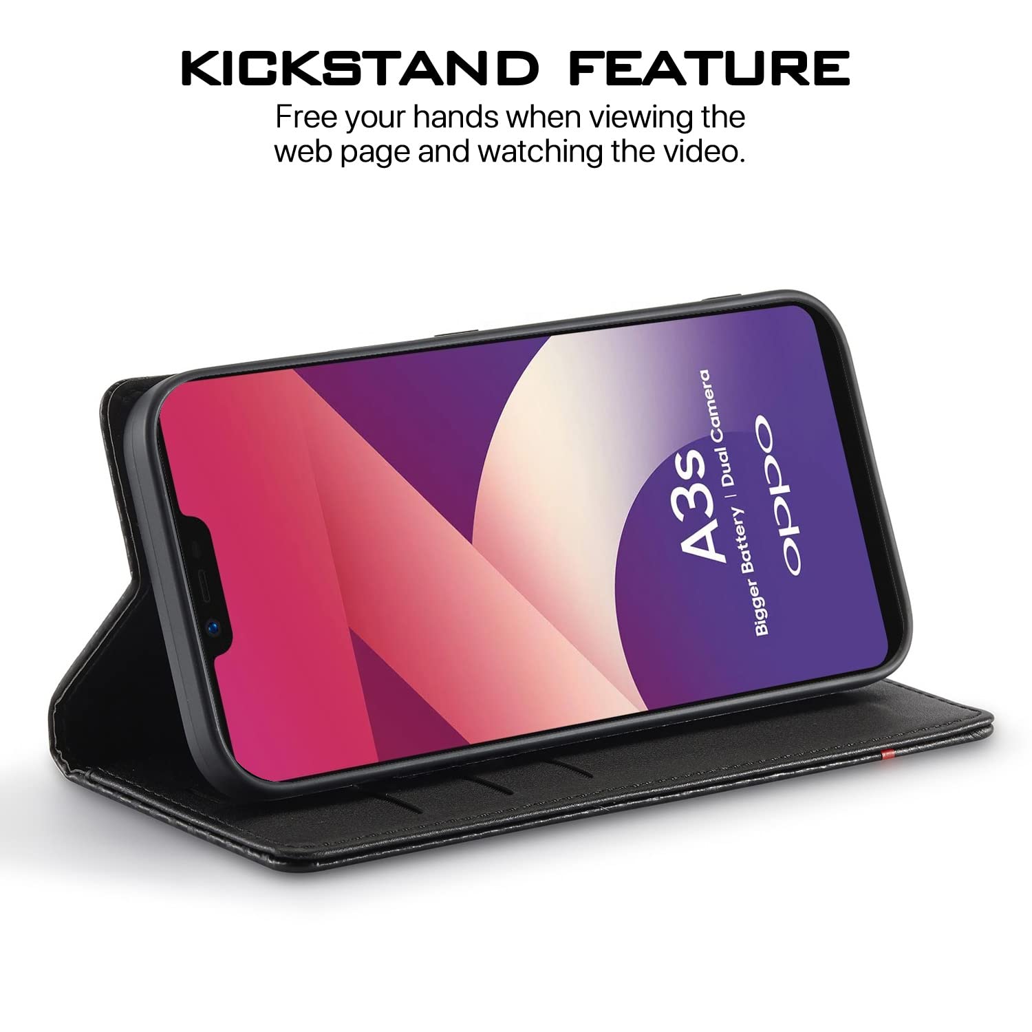 Oppo A3s Wallet flip case in black by Pikkme – photo 5