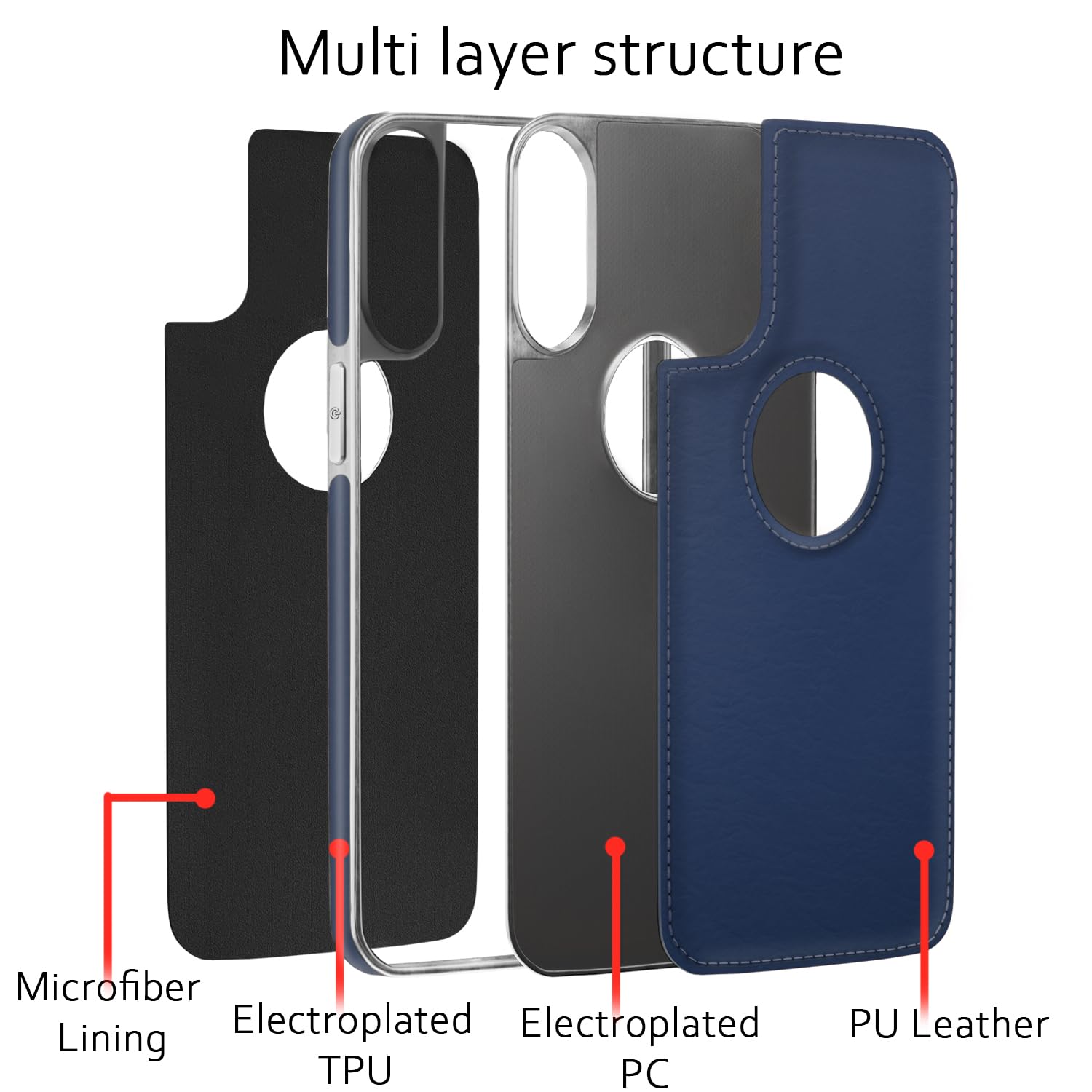 Pikkme iPhone X/XS Leatherback chrome blue mobile cover – photo 3