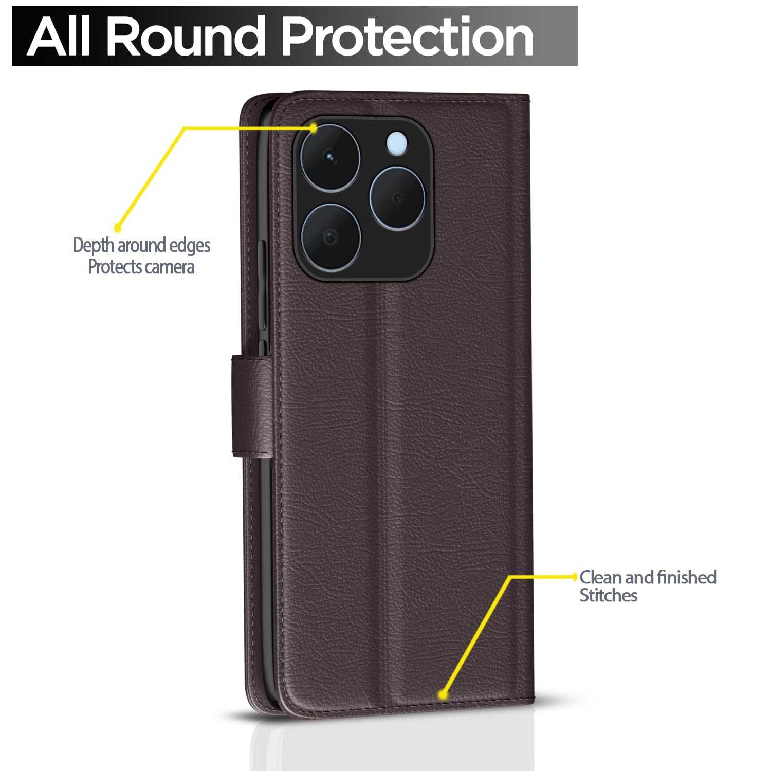 Pikkme Realme 15T/Narzo 90 5G coffee flip cover – photo 4
