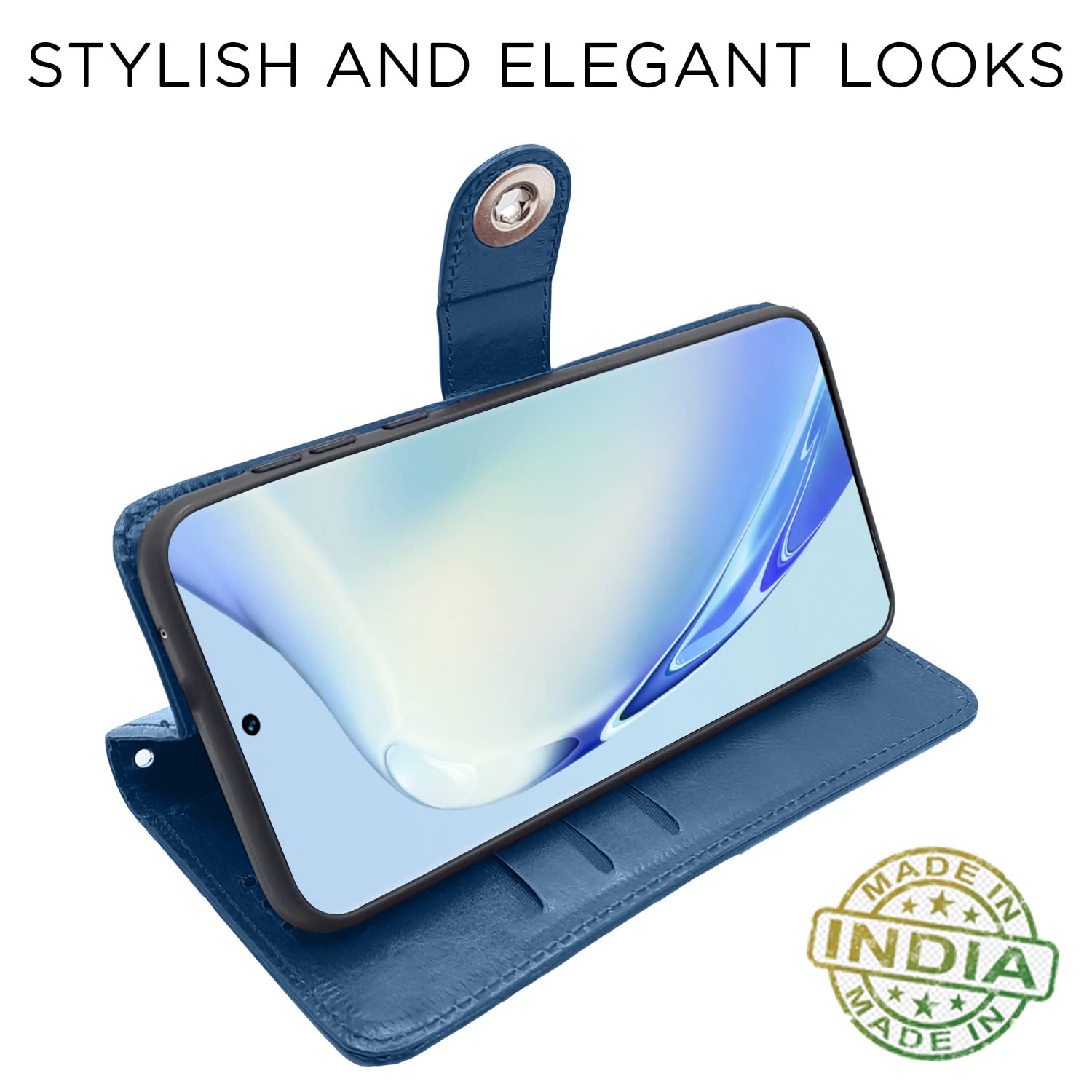 Pikkme Vivo V27/V27 Pro 5G Button blue mobile flip cover – photo 5