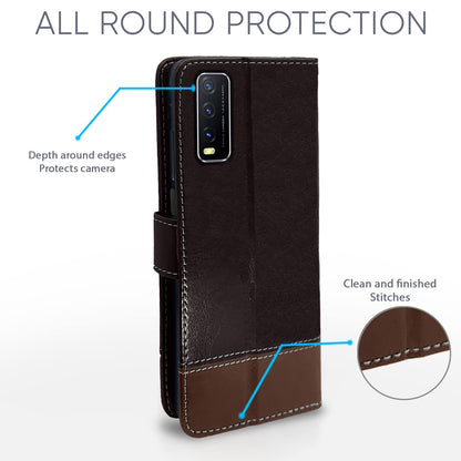 Pikkme coffee & brown Magnetic mobile flip cover for Vivo Y12s/Y20/Y20i/Y20G – photo 4