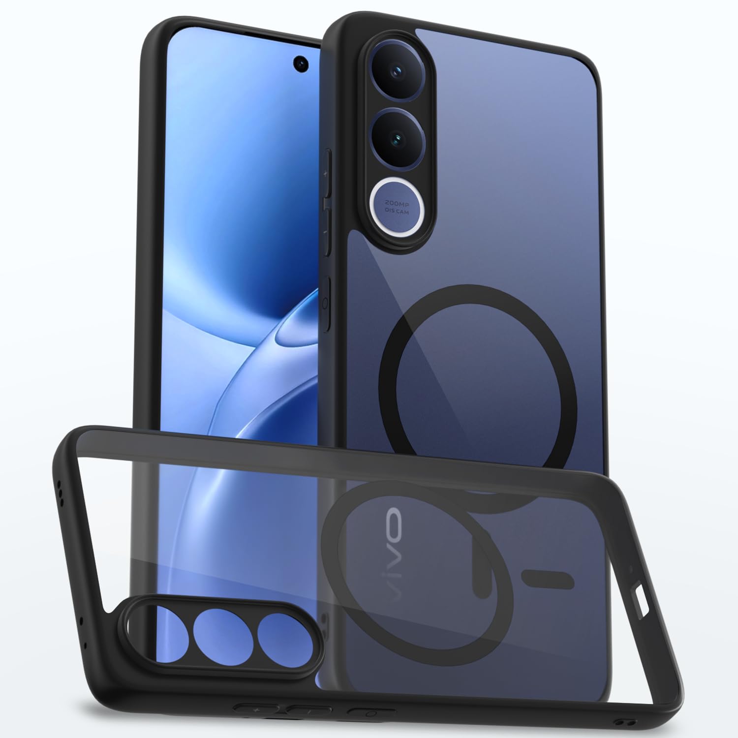 Vivo V70 FE 5G MagSafe mobile cover in black mag-safe by Pikkme