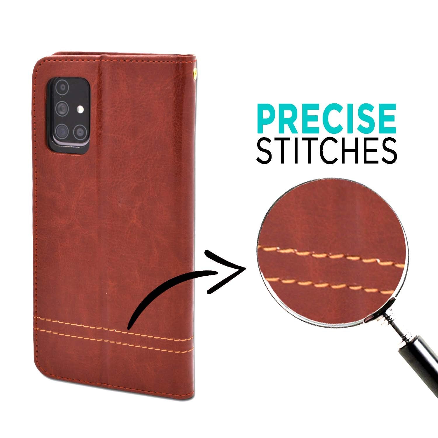 Pikkme Samsung Galaxy M31s  Magnetic Flip Cover (Brown)