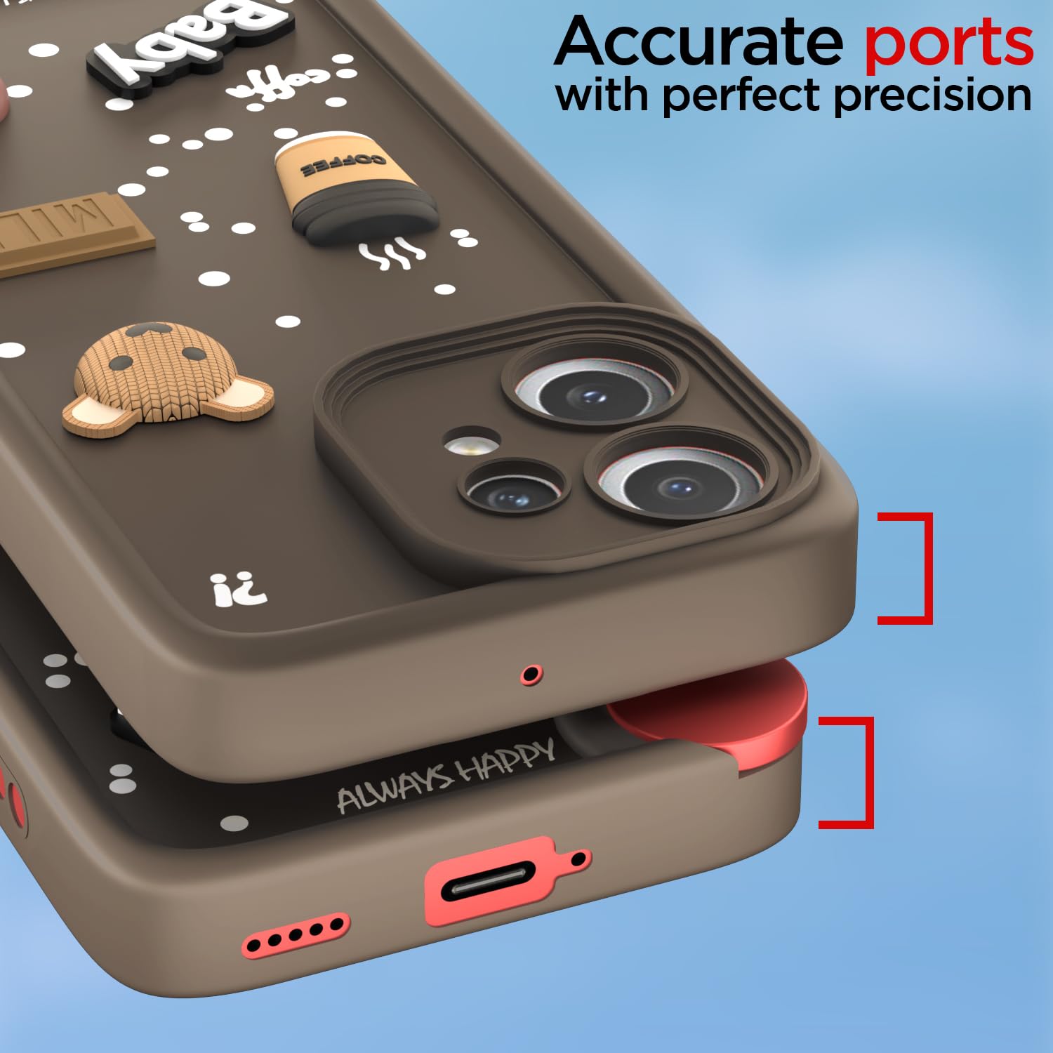 Pikkme CMF by Nothing Phone 2 Pro 5G Cute Fun Cartoon 3D Bear Coffee  Back Cover (Brown)