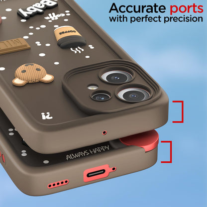 Pikkme CMF by Nothing Phone 2 Pro 5G Cute Fun Cartoon 3D Bear Coffee  Back Cover (Brown)
