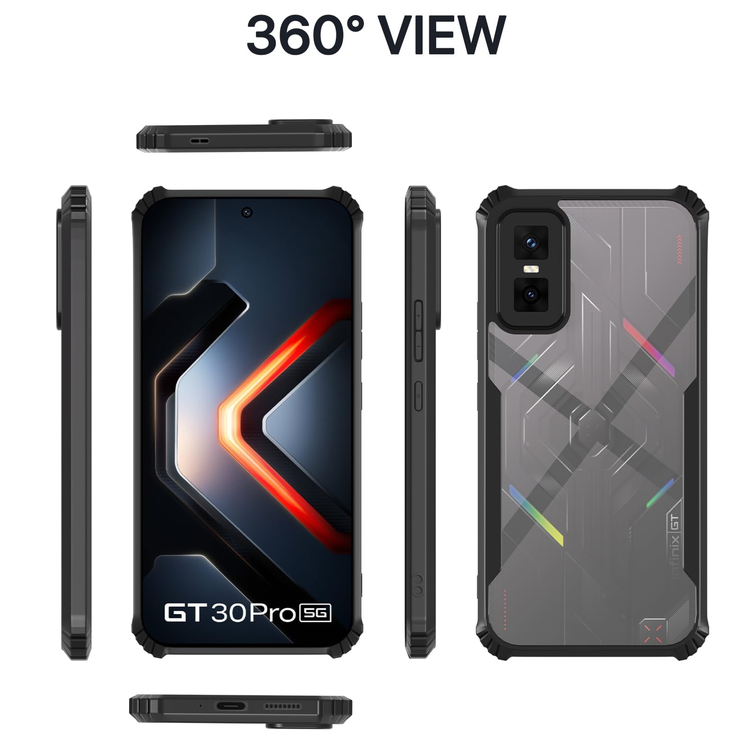 Pikkme Infinix GT 30 Pro 5G Eagle Crystal Clear Transparent Back Cover (Black)