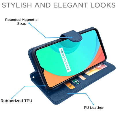 Pikkme Realme C11 Vintage Flip Cover | Blue