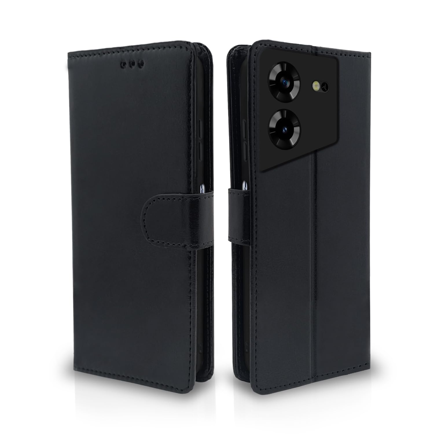 Tecno Pova 5/Pova 5 Pro 5G Wallet mobile flip cover in black by Pikkme