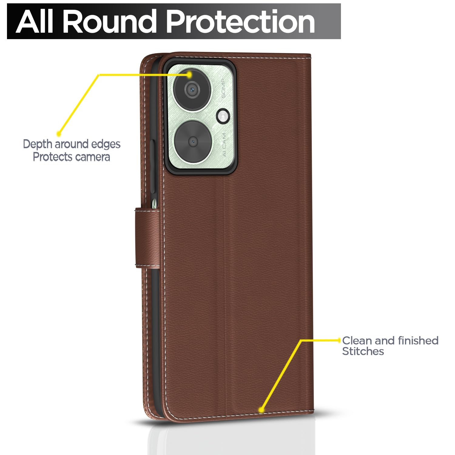 Redmi 13C 5G Wallet wallet flip cover in tan by Pikkme – photo 4