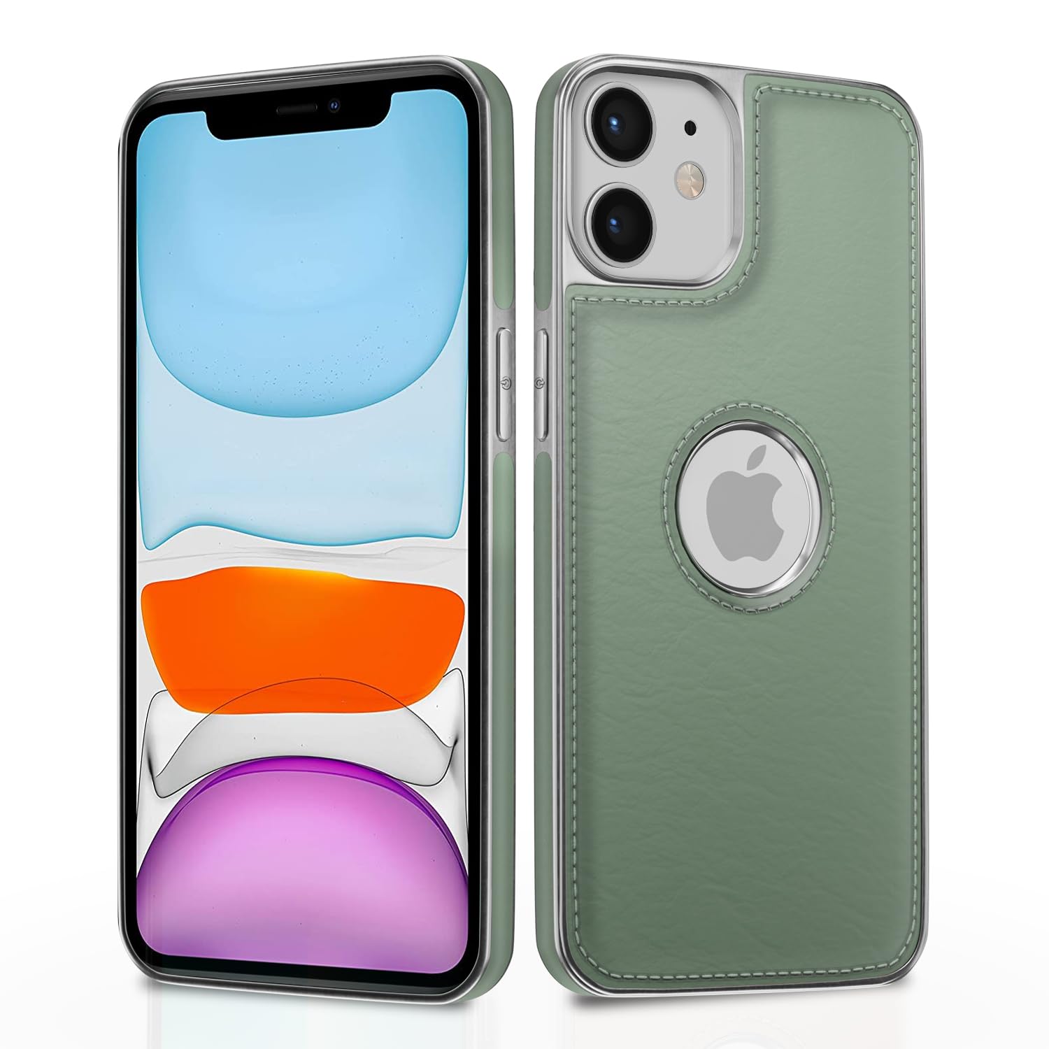  iPhone 11 Chrome Leather Back Cover -Green