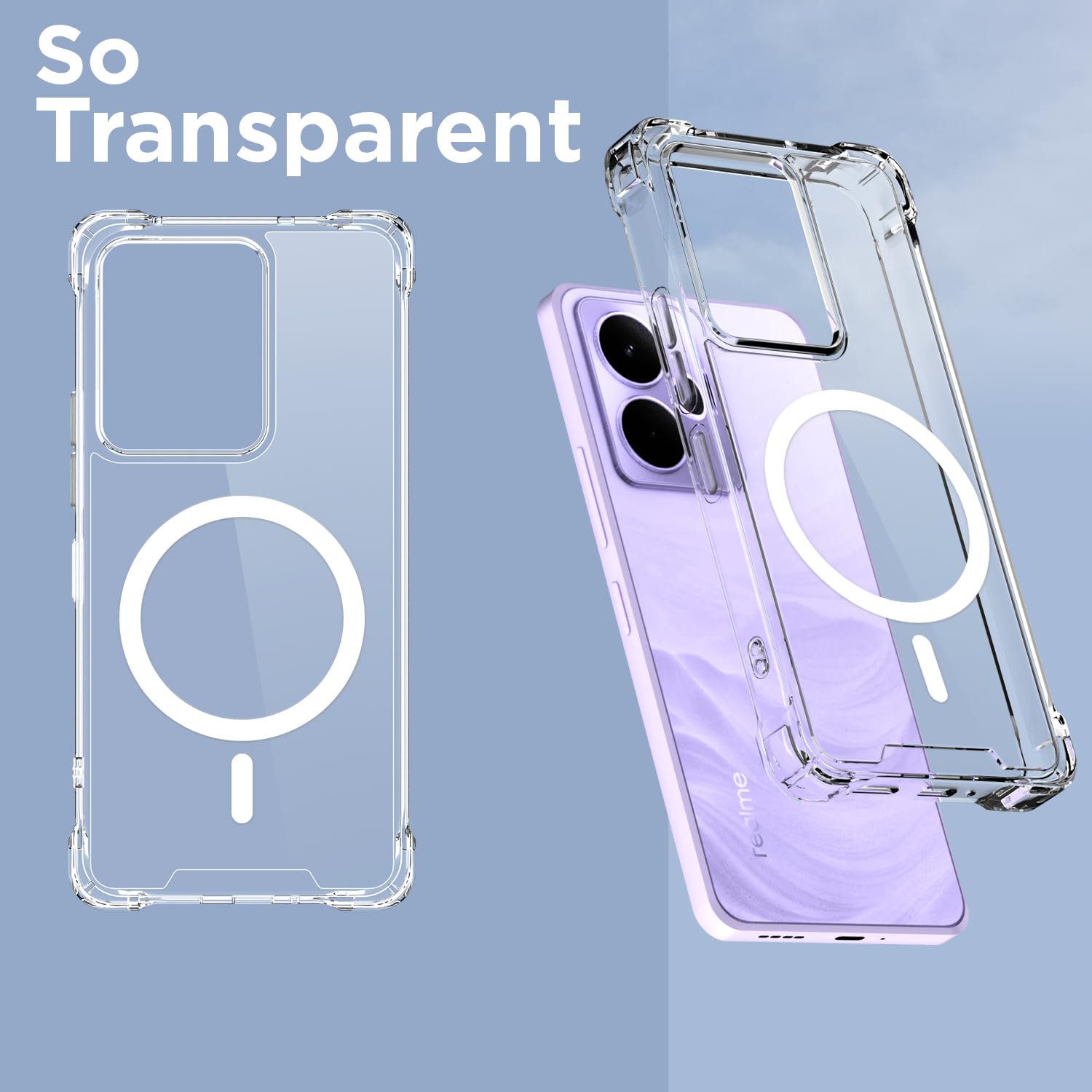 Transparent mag-safe MagSafe back cover for Realme 14 5G – Pikkme – photo 2