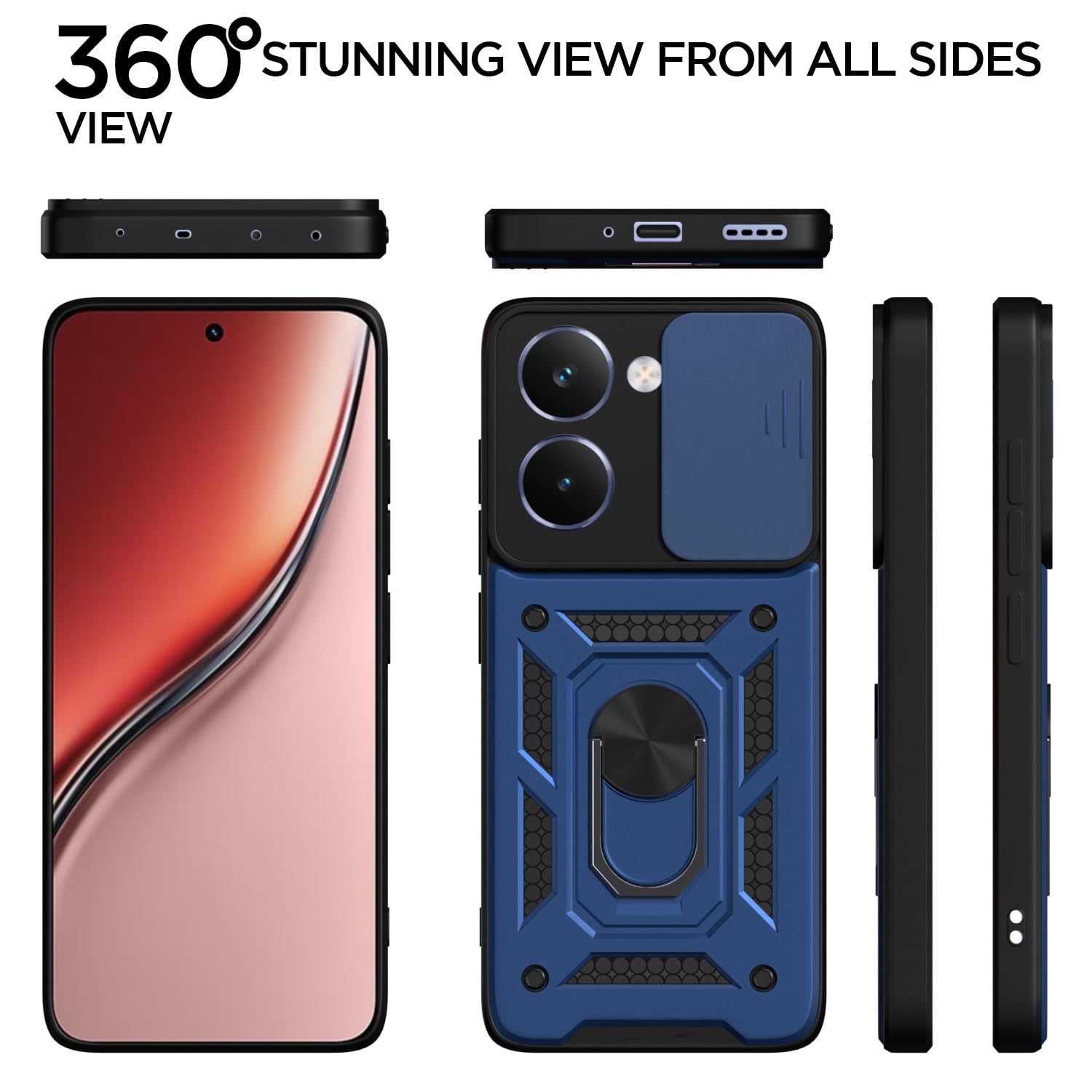 Pikkme Realme P3 Ultra 5G D10 Tough Armor Back Cover (Blue)