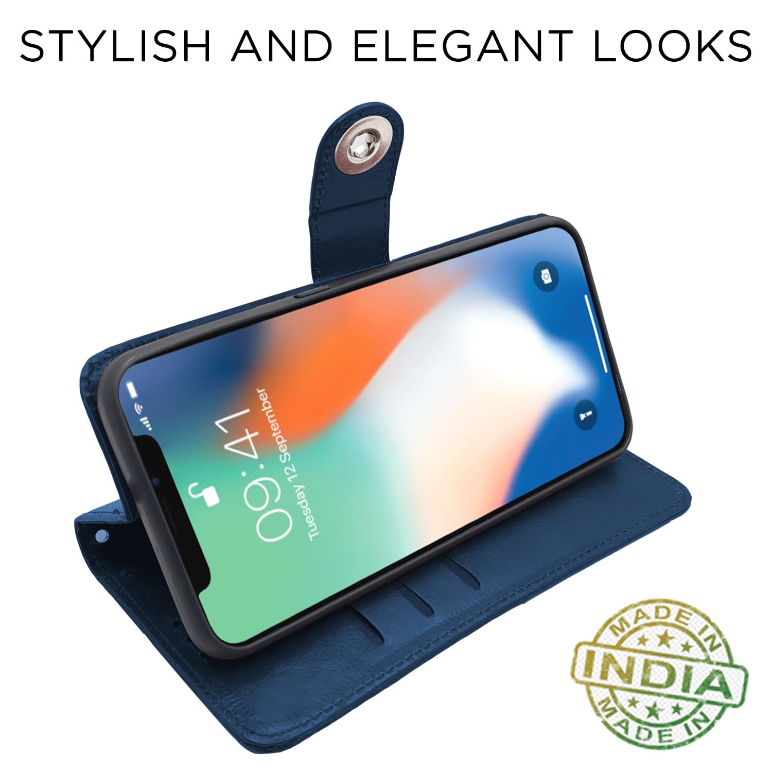 Pikkme iPhone X/XS Button blue wallet flip cover – photo 5