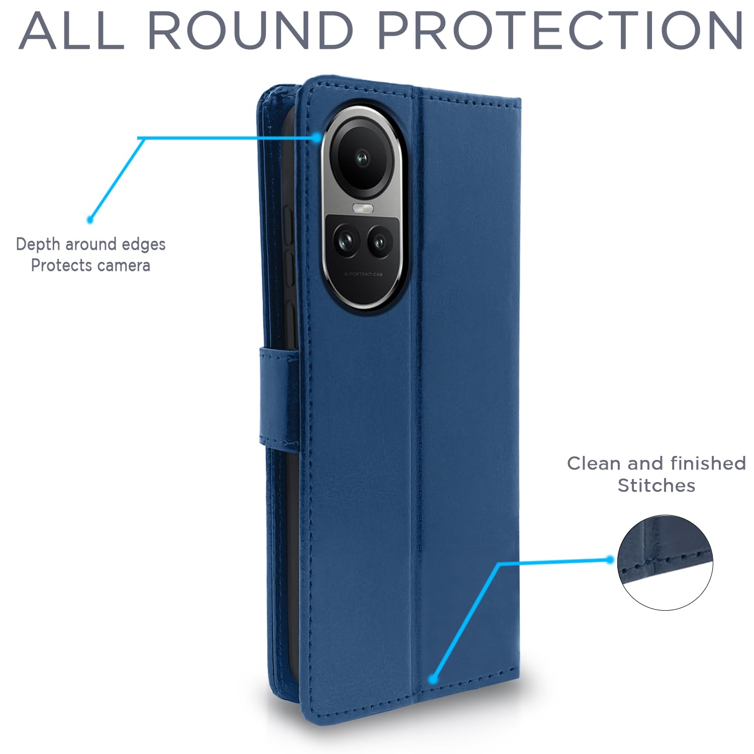 Pikkme blue Wallet mobile flip cover for Oppo Reno 10 5G – photo 4