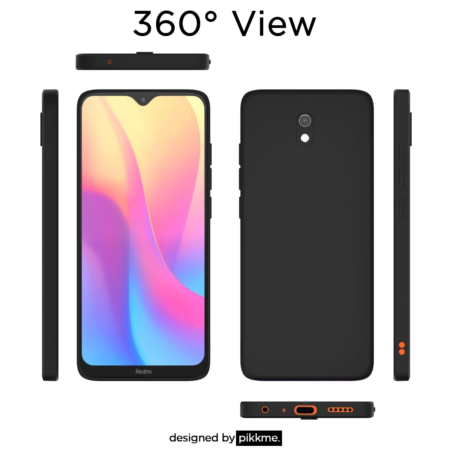 Pikkme  Redmi 8A Soft Matte Silicone Shockproof Case (Black)