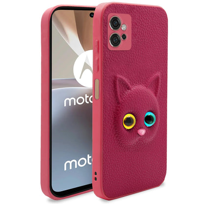 Pikkme pink Cat mobile back cover for Moto G32