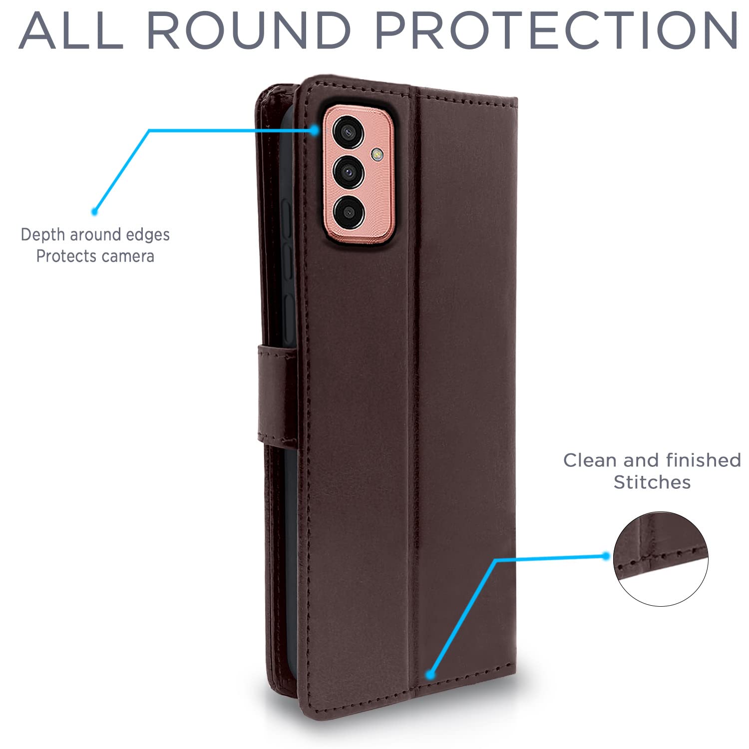 Pikkme  Samsung Galaxy F13 Vintage  Flip Cover   (Coffee)