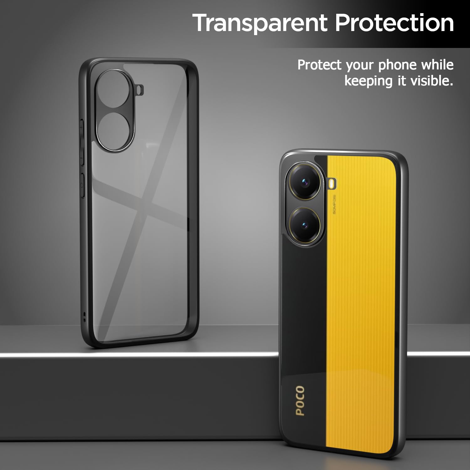 Pikkme Poco X7 Pro 5G Eagle 2 Shockproof Transparent Sleek Hybrid Armor Back Cover (Black)
