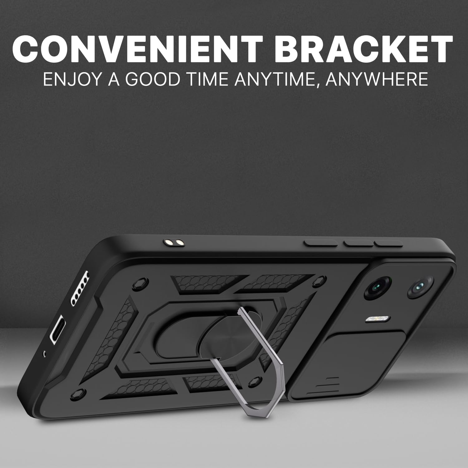 Pikkme Poco F7 5G D10 Tough Armor Back Cover (Black)
