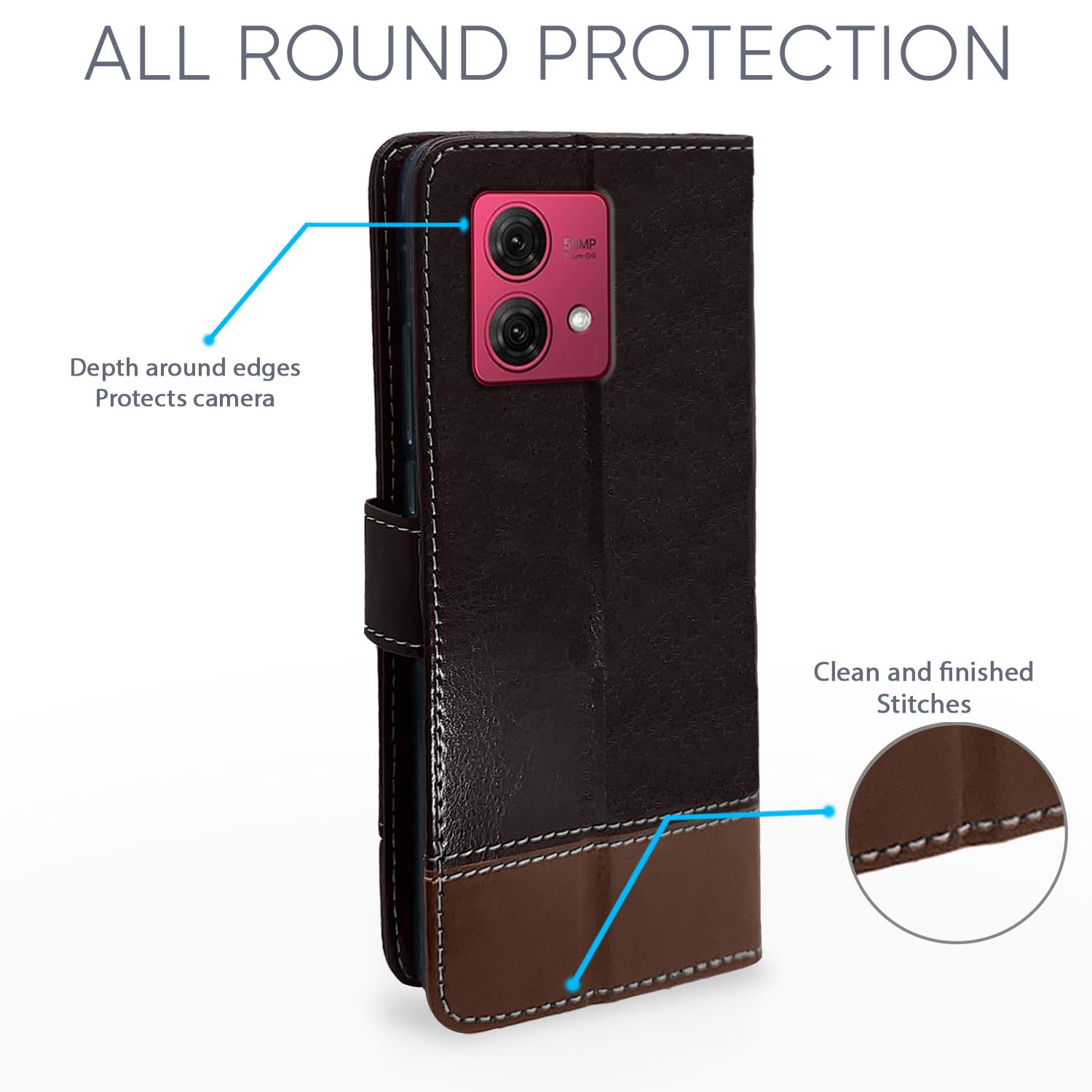 Pikkme Moto G84 5G coffee & brown wallet flip cover – photo 4