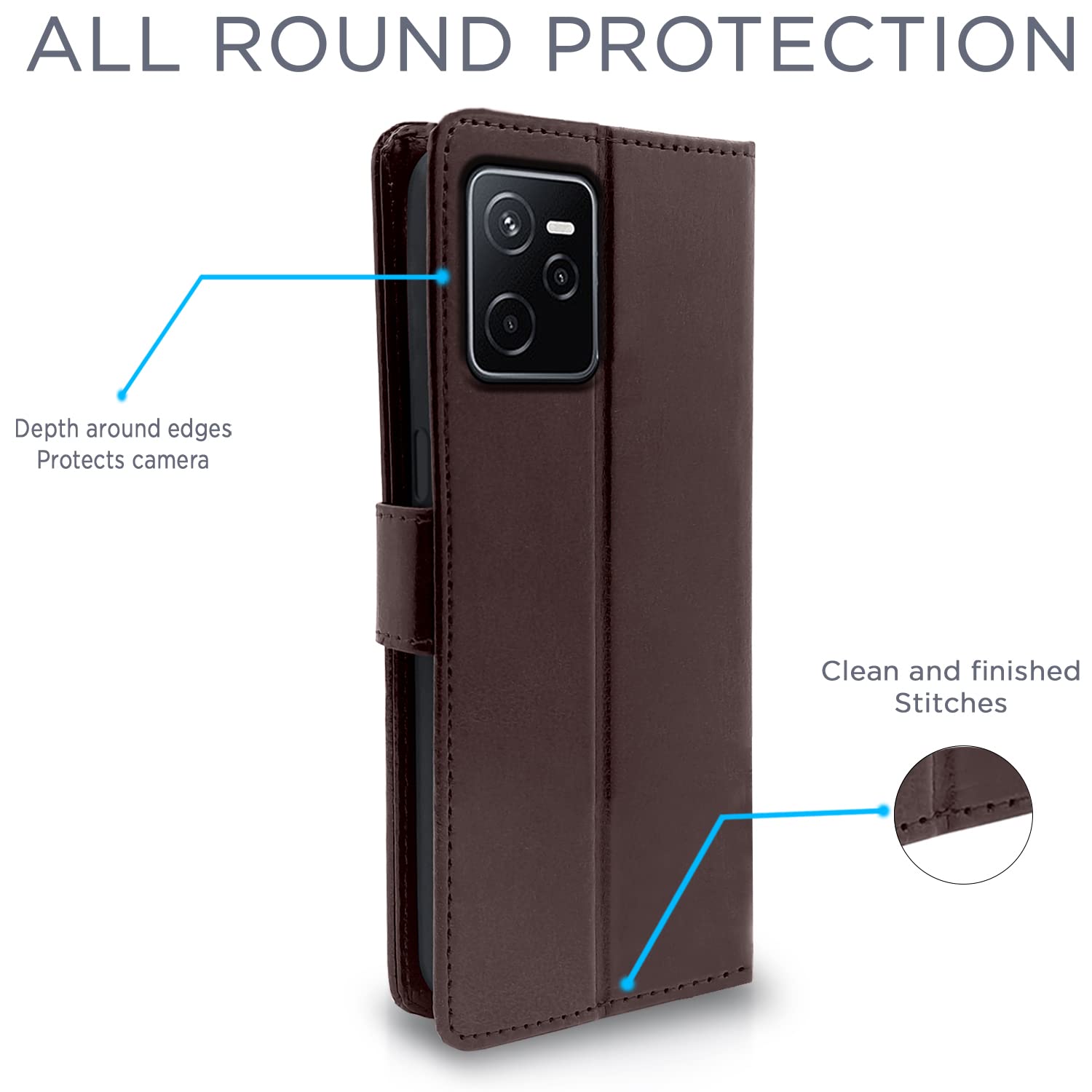 Realme Narzo 50A Prime flip cover in coffee by Pikkme – photo 4