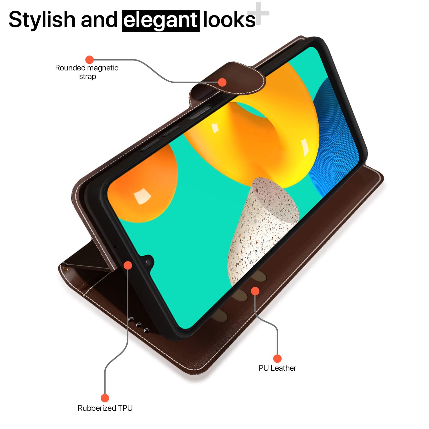 Pikkme Samsung M32 4G/M32 Prime/F22 4G Magnetic brown & coffee wallet flip cover – photo 3