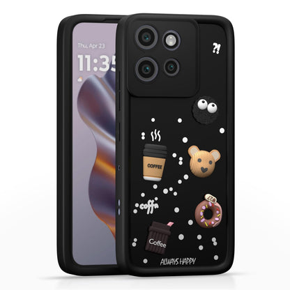 Bumper Case for Moto Edge 50 Neo 5G | Cute Fun Cartoon 3D Bear Back Cover -Black