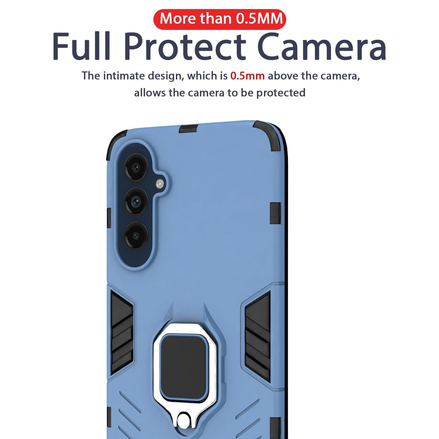 Pikkme Samsung Galaxy M55 5G D5 Tough Armor Back Cover (Blue)